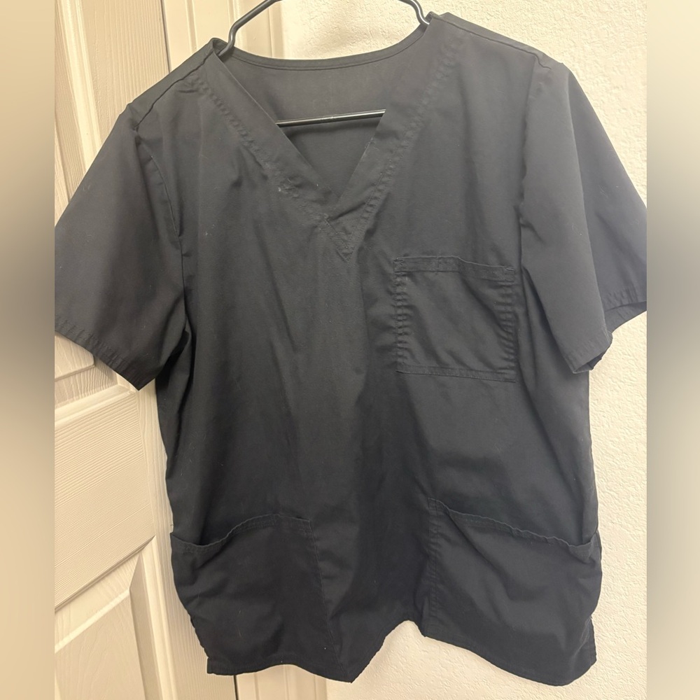 Black V-Neck Scrub Top